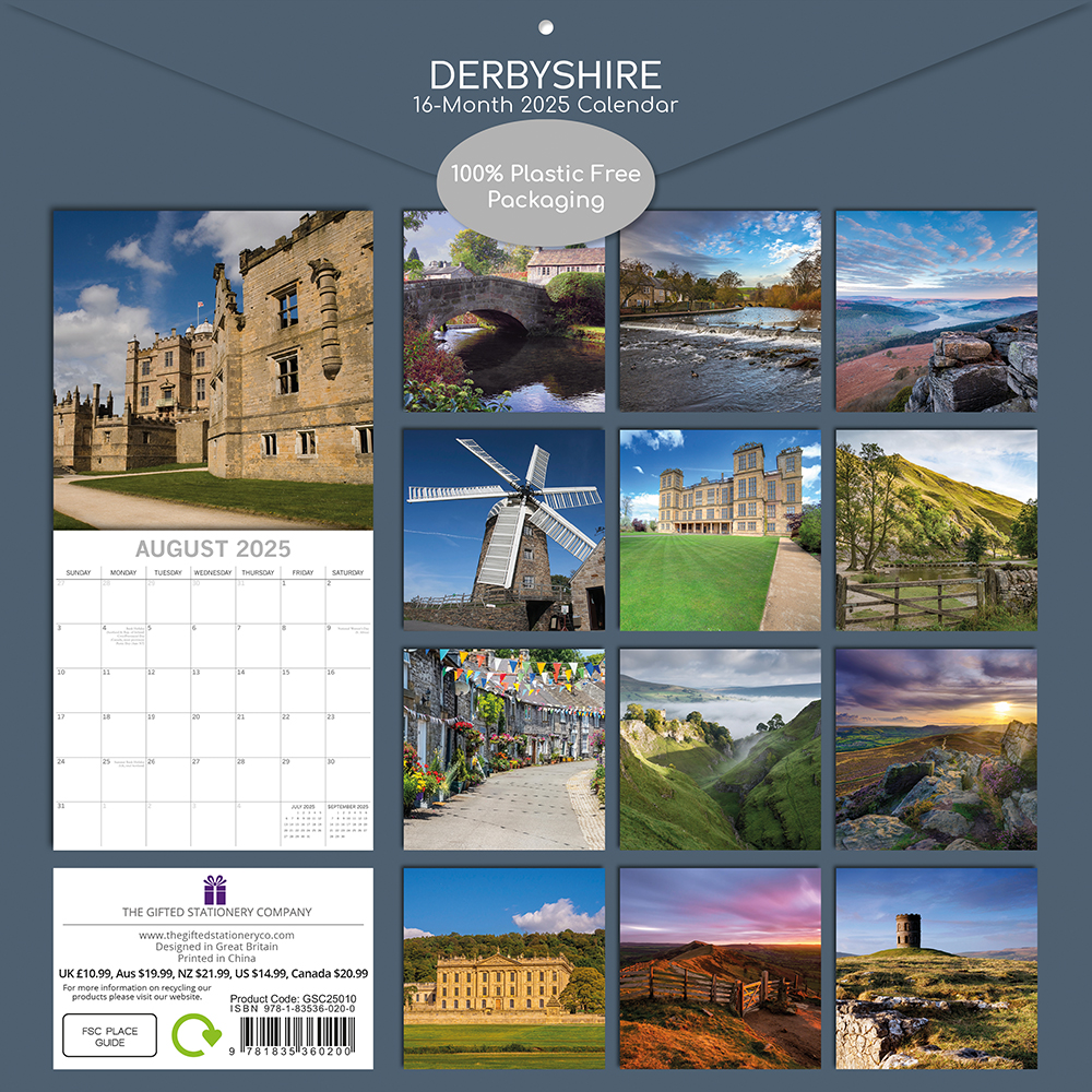 2025 Square Wall Calendar Derbyshire Wholesale Stationery