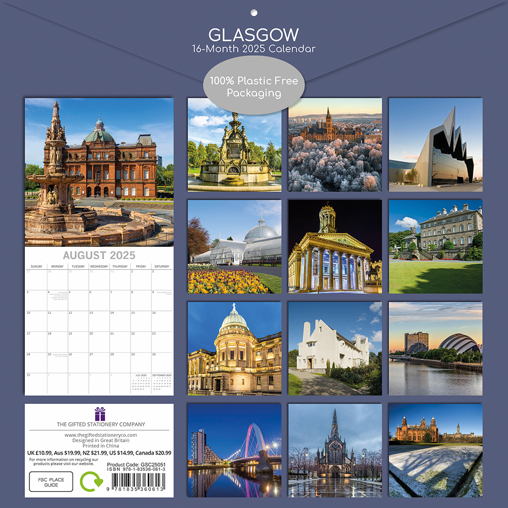 2025 Square Wall Calendar Glasgow Wholesale Stationery