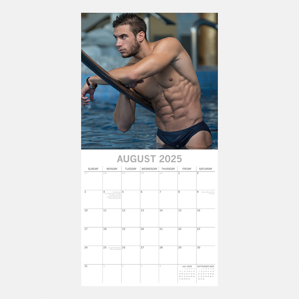 2025 Square Wall Calendar Hunks in Trunks Wholesale Stationery