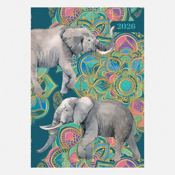 2026 A5 Padded Diary - Elephant Elegance